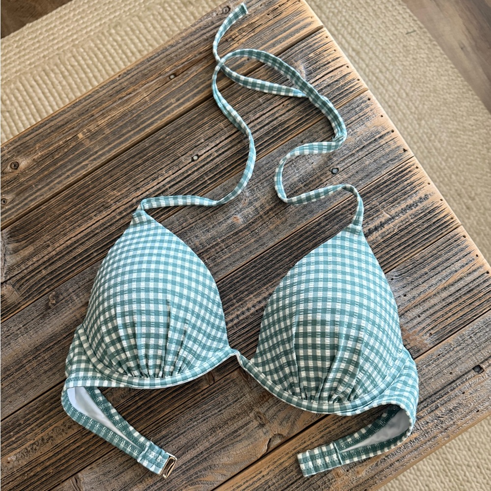 NWT Shade and Shore Gingham Push Up Bikini Top - 34D